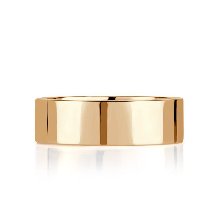 Handmade 6mm Flat Wedding Band in 18K Champagne Yellow Gold