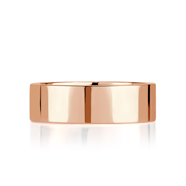 Handmade 6mm Flat Wedding Band in 18K Rose Gold