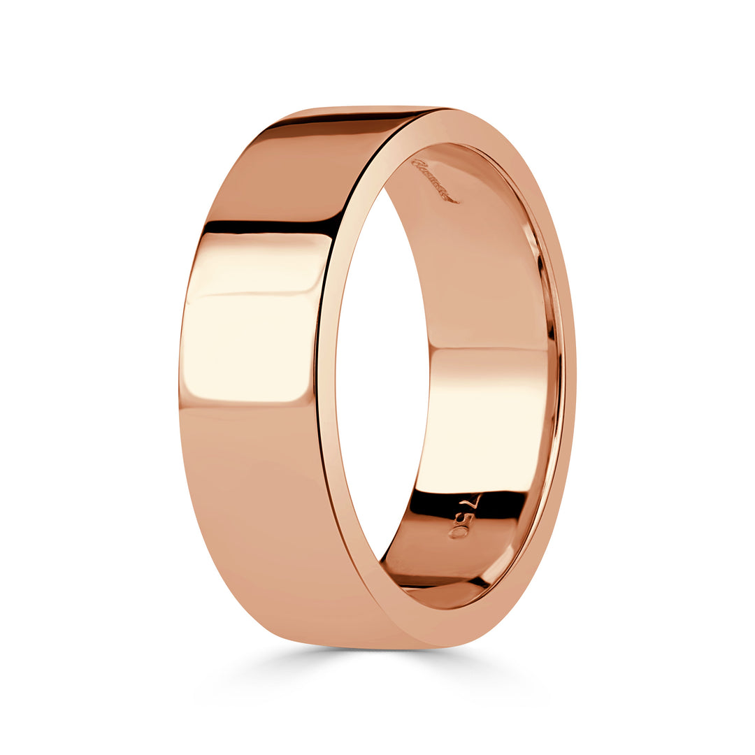 Handmade 6mm Flat Wedding Band in 18K Rose Gold