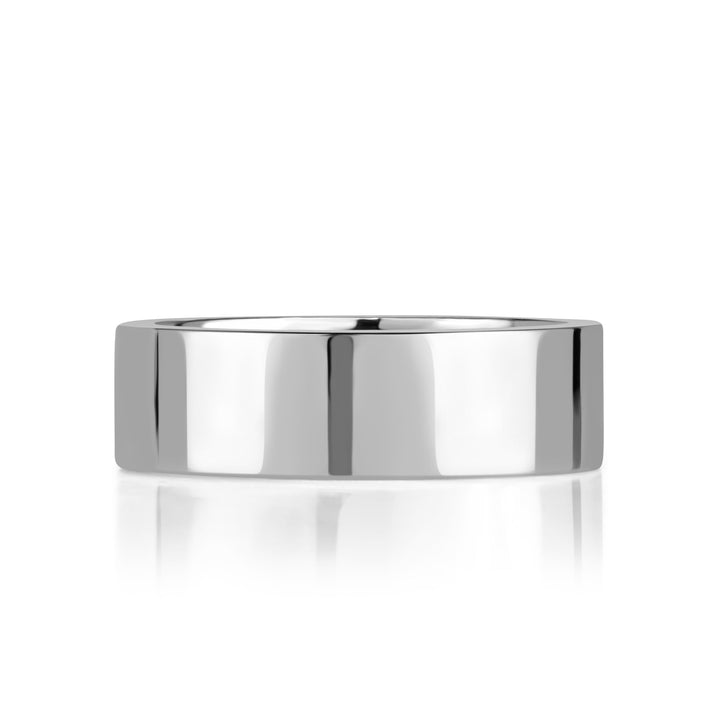 Handmade 6mm Flat Wedding Band in 18K White Gold