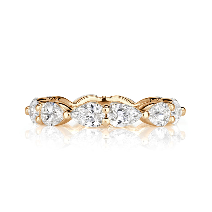 2.37ct Pear Shaped Lab Diamond Eternity Band in 18K Champagne Yellow Gold