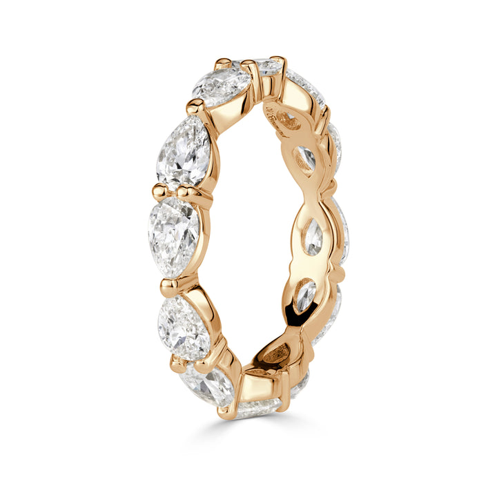 2.37ct Pear Shaped Lab Diamond Eternity Band in 18K Champagne Yellow Gold