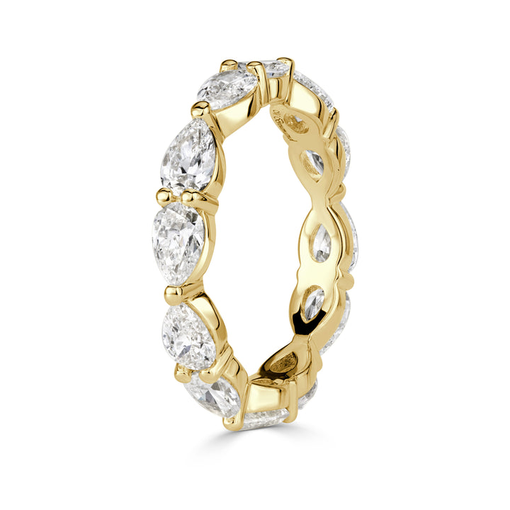 2.37ct Pear Shaped Lab Diamond Eternity Band in 18K Yellow Gold