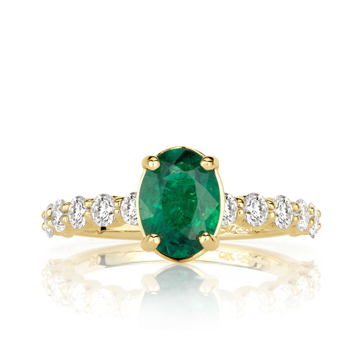 1.75ct Oval Cut Green Emerald Engagement Ring