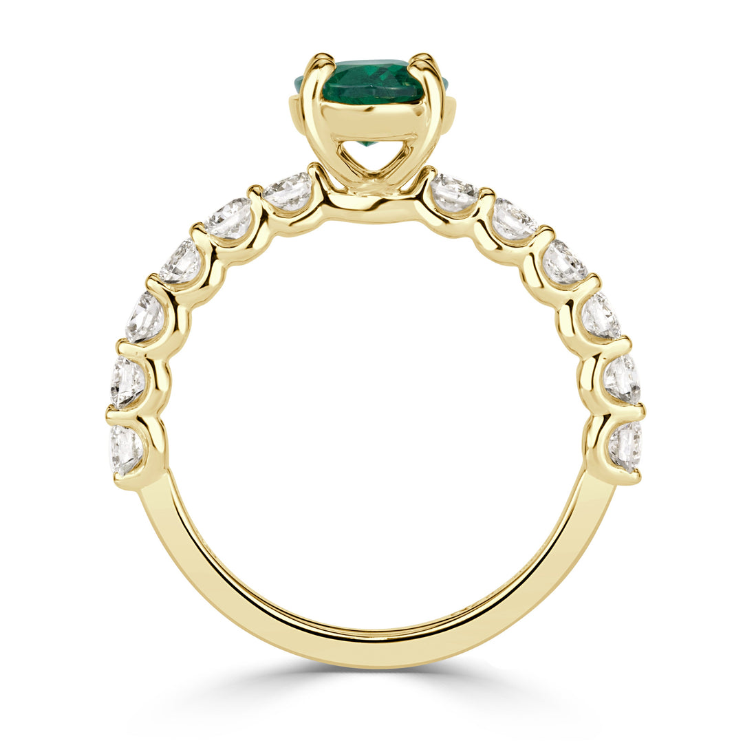 1.75ct Oval Cut Green Emerald Engagement Ring