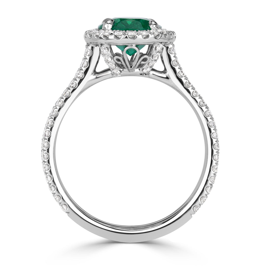 2.60ct Oval Cut Green Emerald Engagement Ring