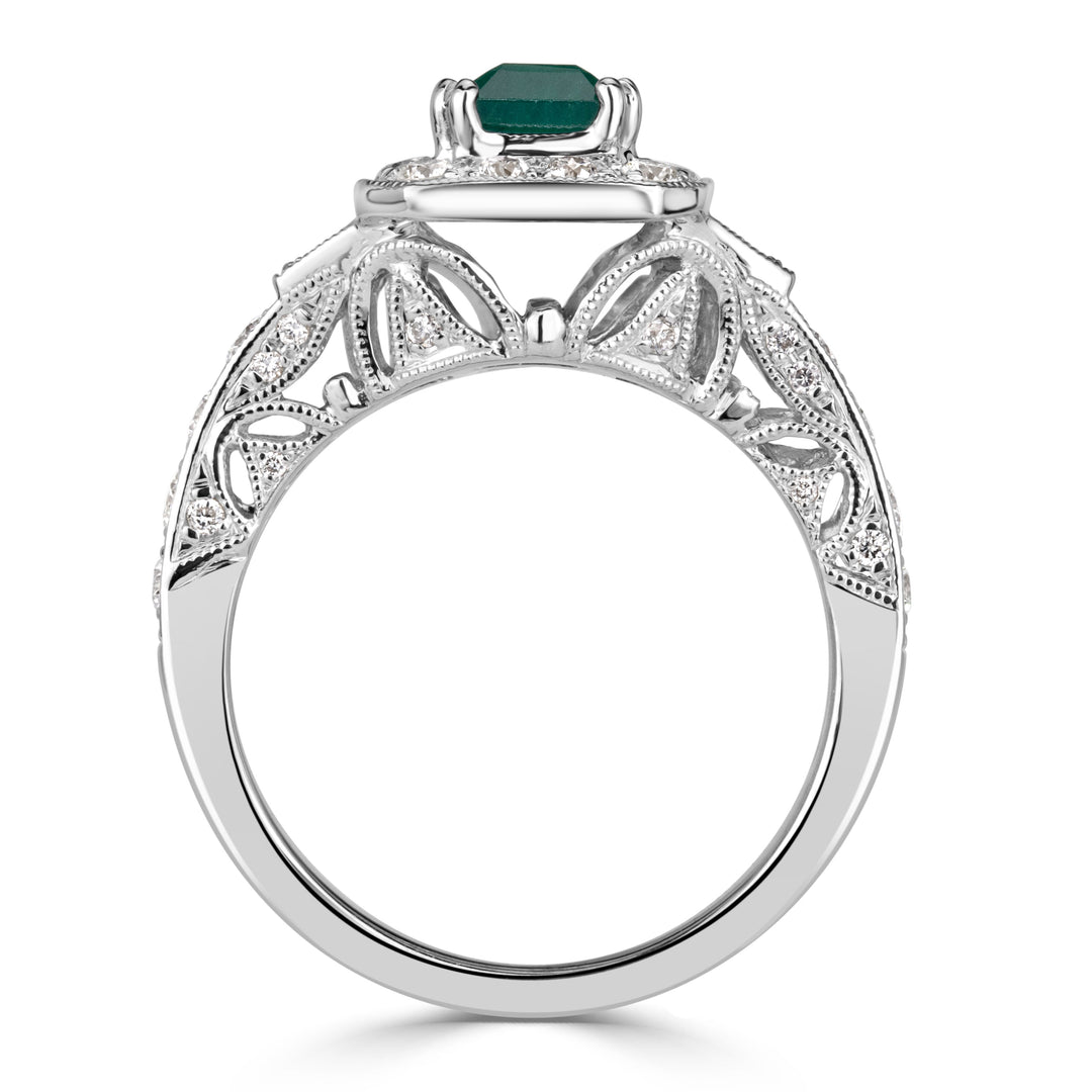 1.80ct Emerald Cut Green Emerald Engagement Ring