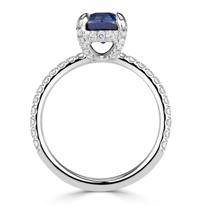 2.66ct Blue Sapphire Cushion Cut Engagement Ring