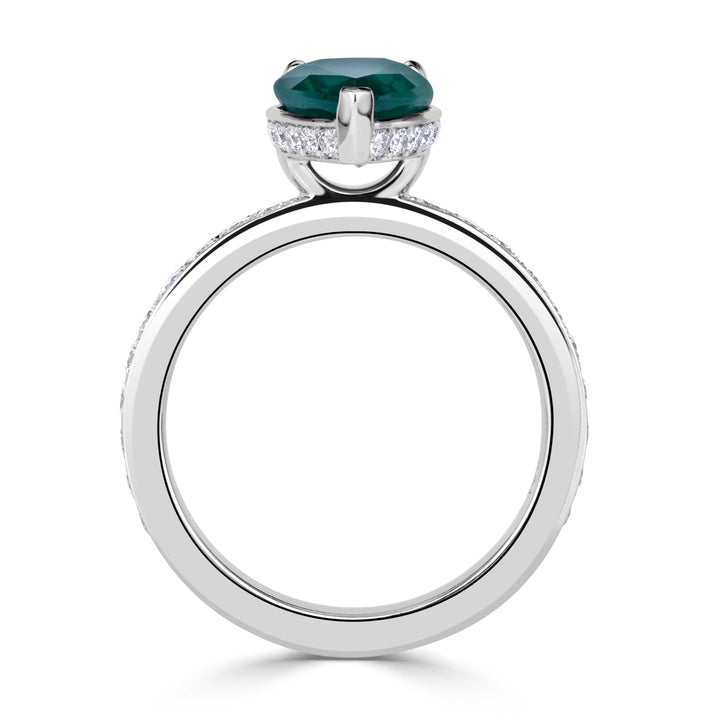 2.59ct Pear Shaped Green Emerald Engagement Ring