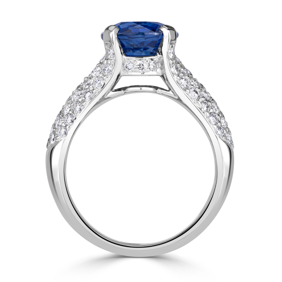 4.22ct Round Brilliant Cut Blue Sapphire Engagement Ring