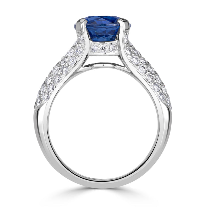 4.22ct Round Brilliant Cut Blue Sapphire Engagement Ring