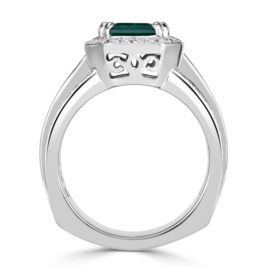 3.19ct Emerald Cut Green Emerald Engagement Ring