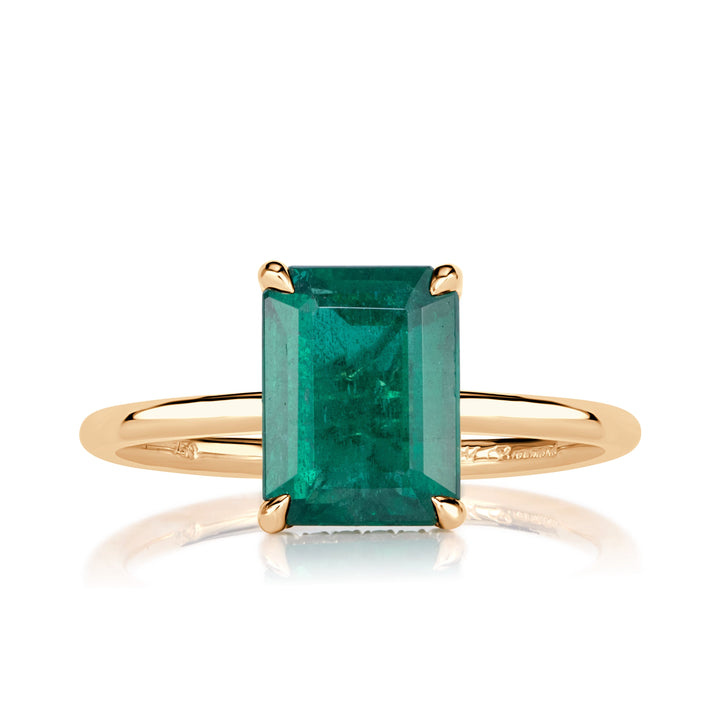 2.32ct Emerald Cut Green Emerald Engagement Ring