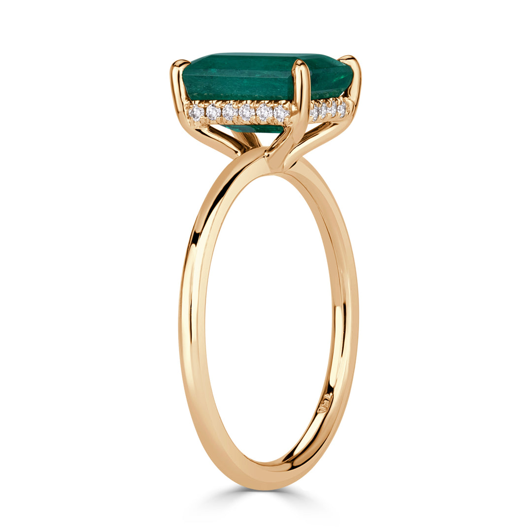 2.32ct Emerald Cut Green Emerald Engagement Ring