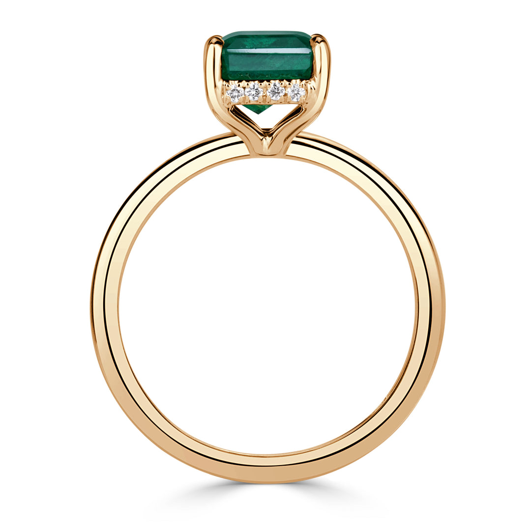 2.32ct Emerald Cut Green Emerald Engagement Ring