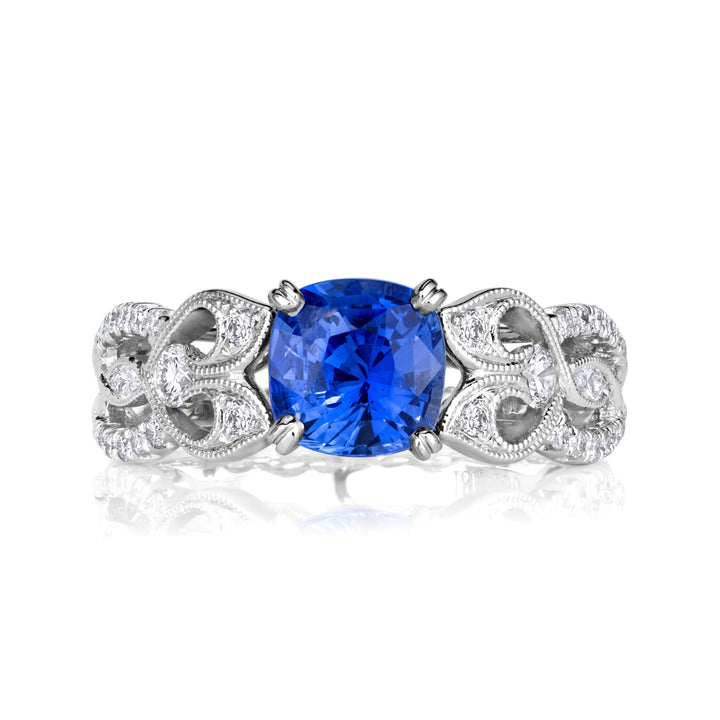 2.00ct Cushion Cut Blue Sapphire Engagement Ring