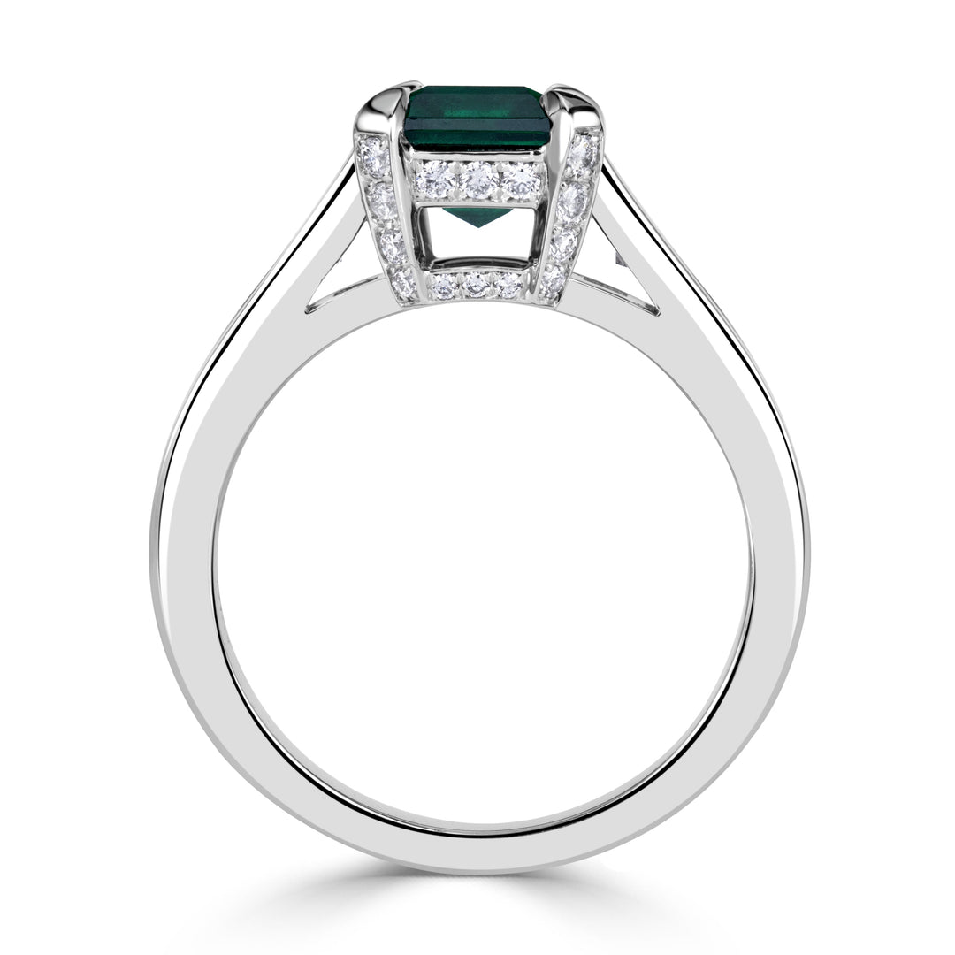 2.79ct Emerald Cut Green Emerald Engagement Ring