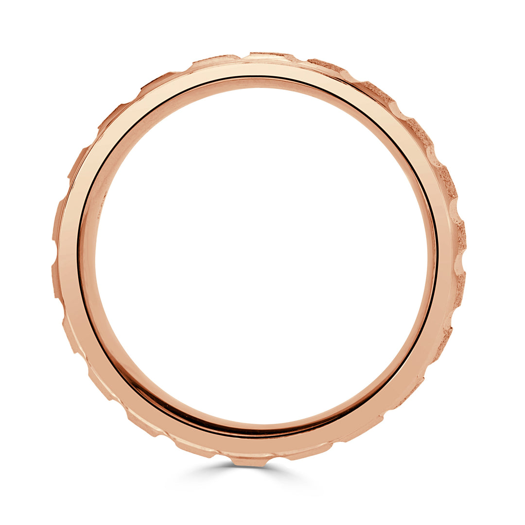 Men's Fluted Stone Finished Wedding Band in 18K Rose Gold 6mm