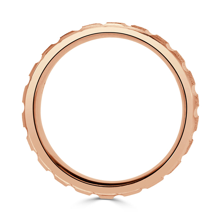 Men's Fluted Stone Finished Wedding Band in 18K Rose Gold 6mm