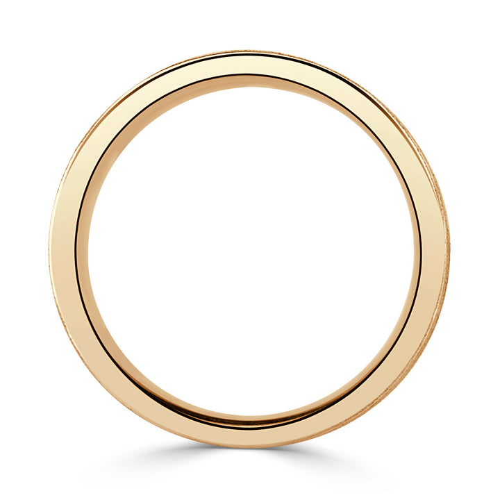 Men's Gooved Stone Finished Wedding Band in 14k Yellow Gold 6mm