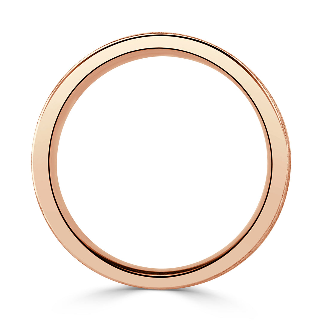 Men's Gooved Stone Finished Wedding Band in 14k Rose Gold 6mm