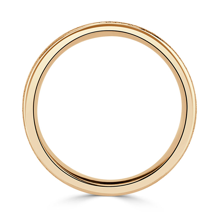 Men's Off-Centered Groove Stone Finished Wedding Band in 14k Yellow Gold 6mm