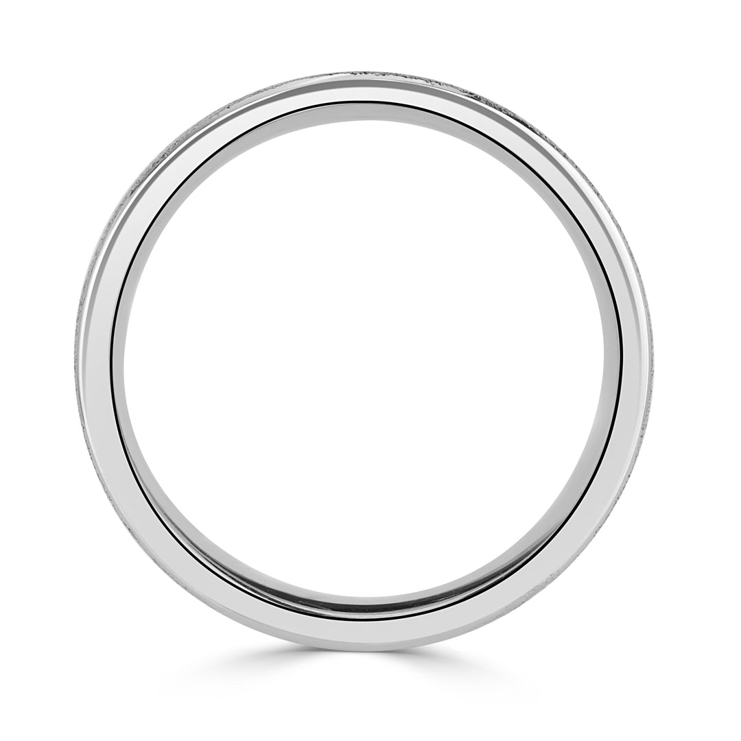 Men's Off-Centered Groove Stone Finished Wedding Band in 18k White Gold 6mm