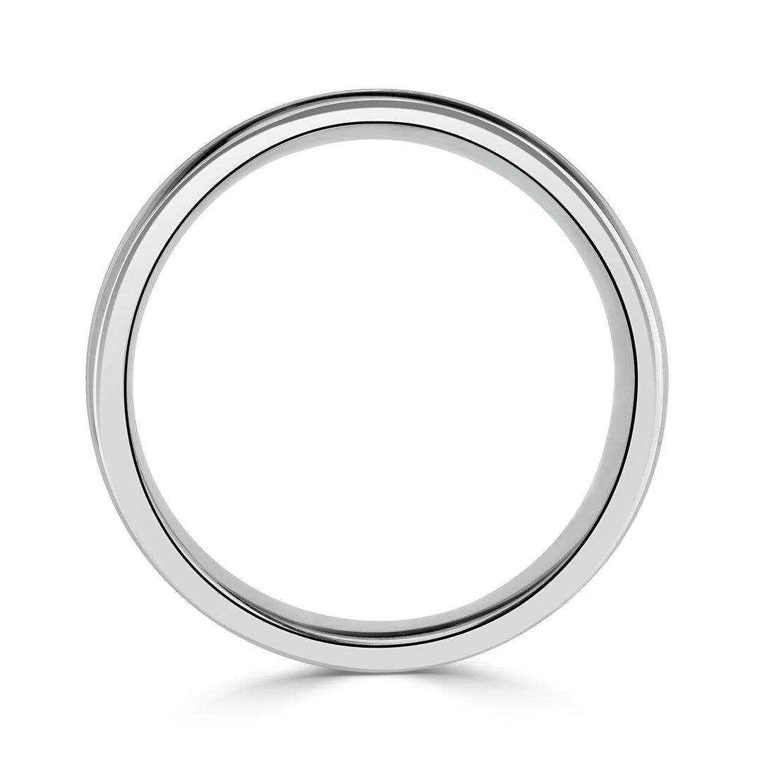 Men's Grooved Half Satin Finish Wedding Band in 14K White Gold 6mm