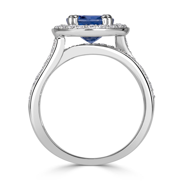 3.28ct Round Brilliant Cut Blue Sapphire Engagement Ring