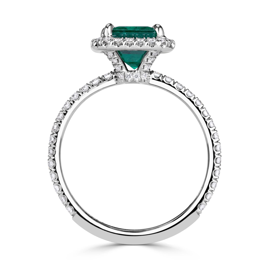 2.64ct Emerald Cut Green Emerald Engagement Ring