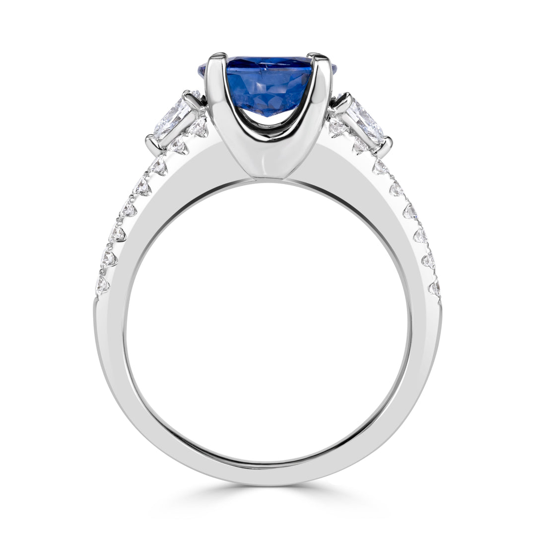 2.65ct Round Brilliant Cut Blue Sapphire Engagement Ring