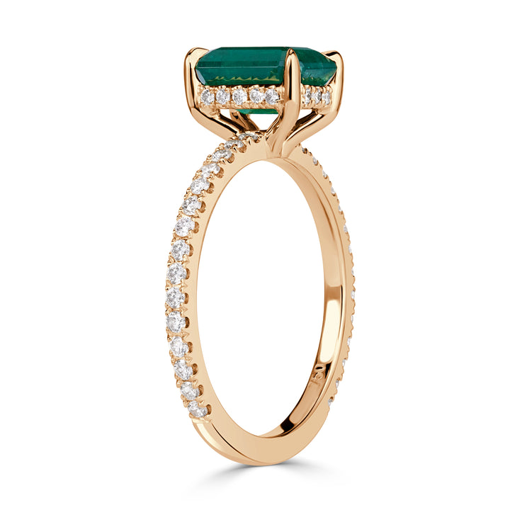 1.84ct Emerald Cut Green Emerald Engagement Ring