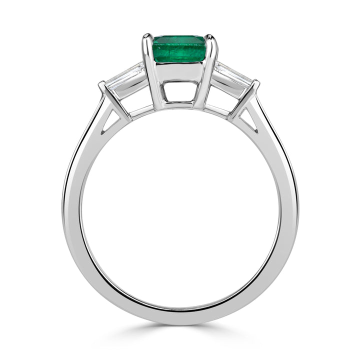 1.80ct Emerald Cut Green Emerald Engagement Ring