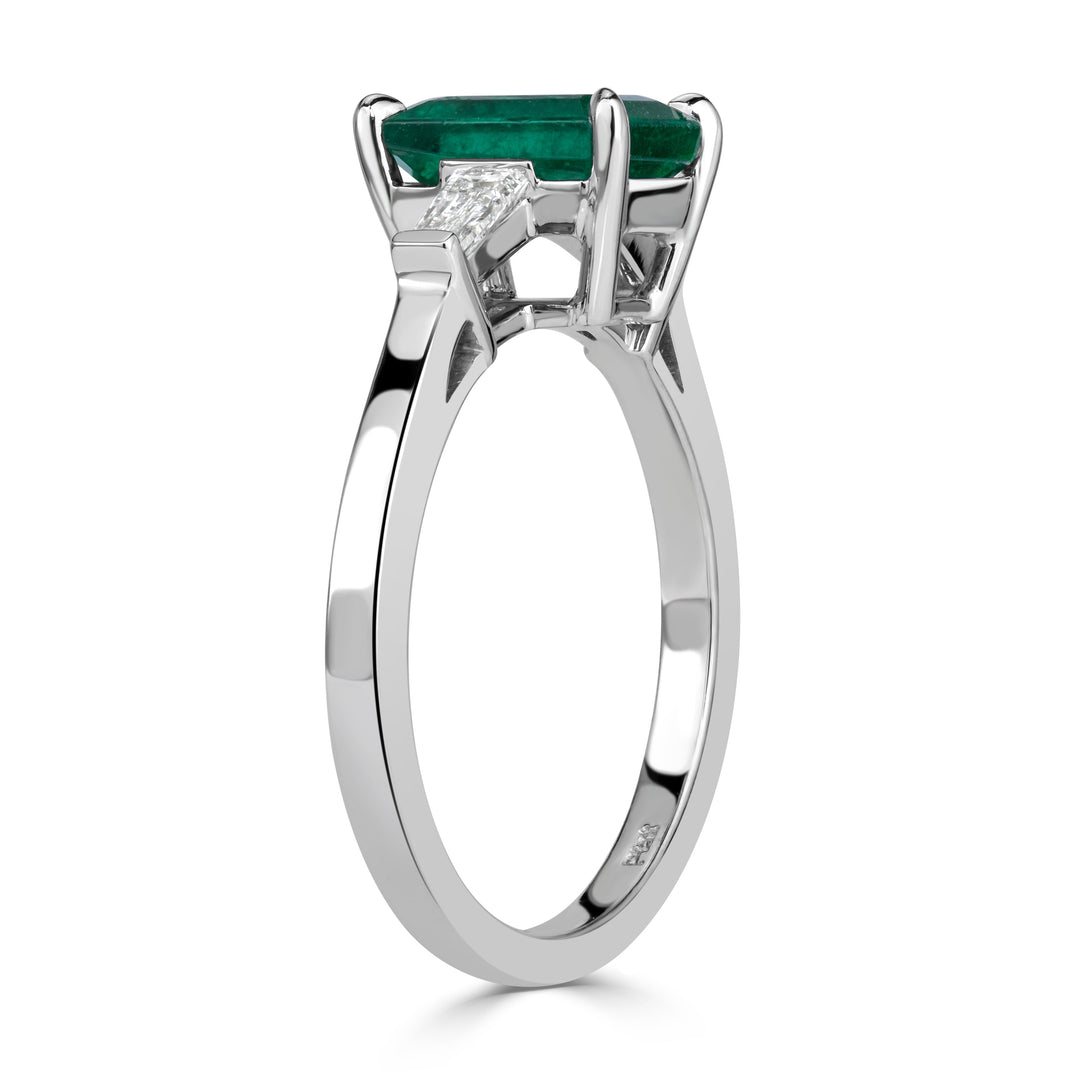 1.80ct Emerald Cut Green Emerald Engagement Ring