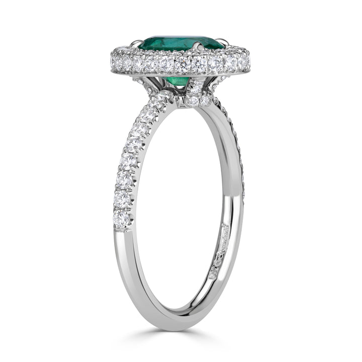 1.68ct Oval Cut Green Emerald Engagement Ring