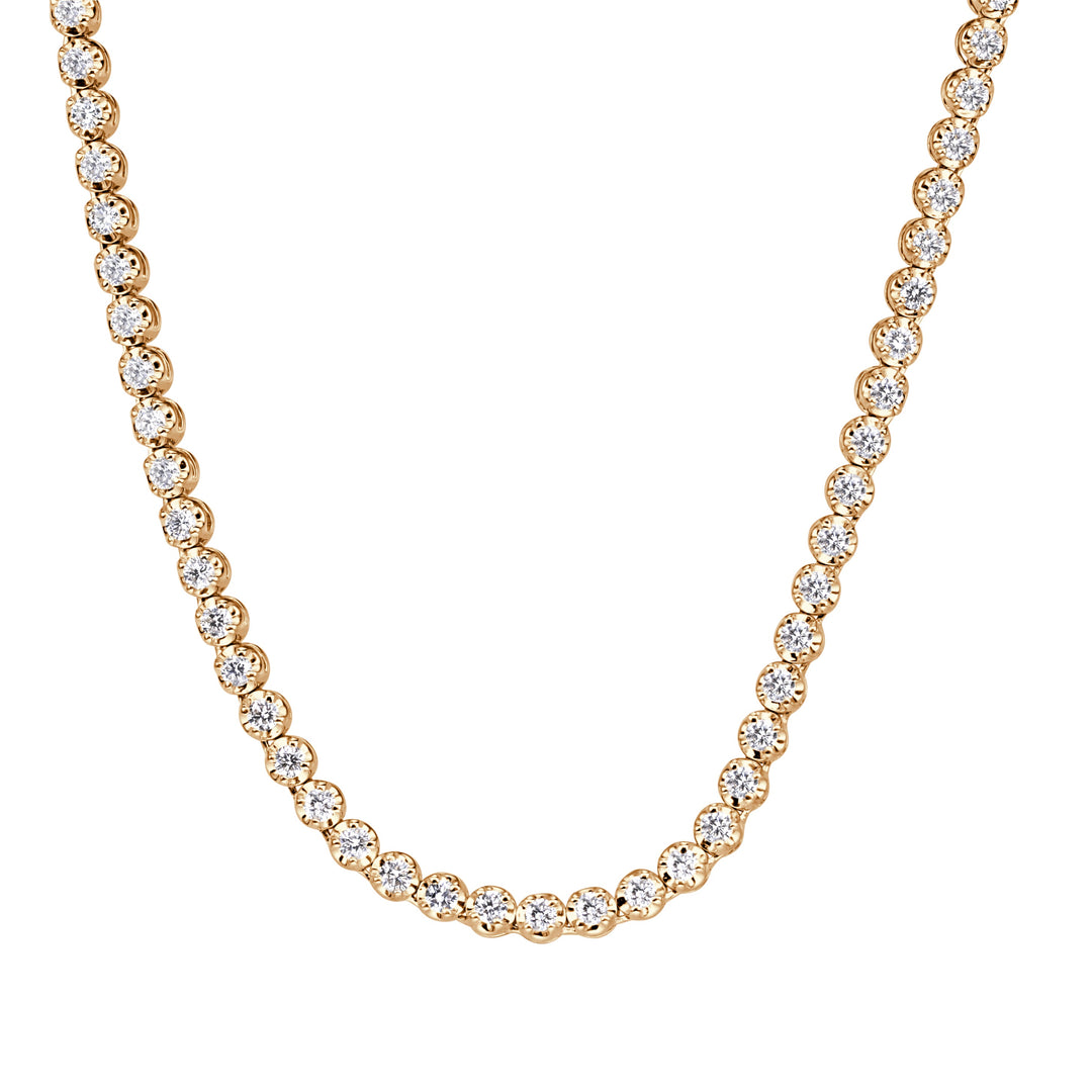 4.15ct Round Brilliant Cut Lab Diamond Tennis Necklace in 14k Yellow Gold