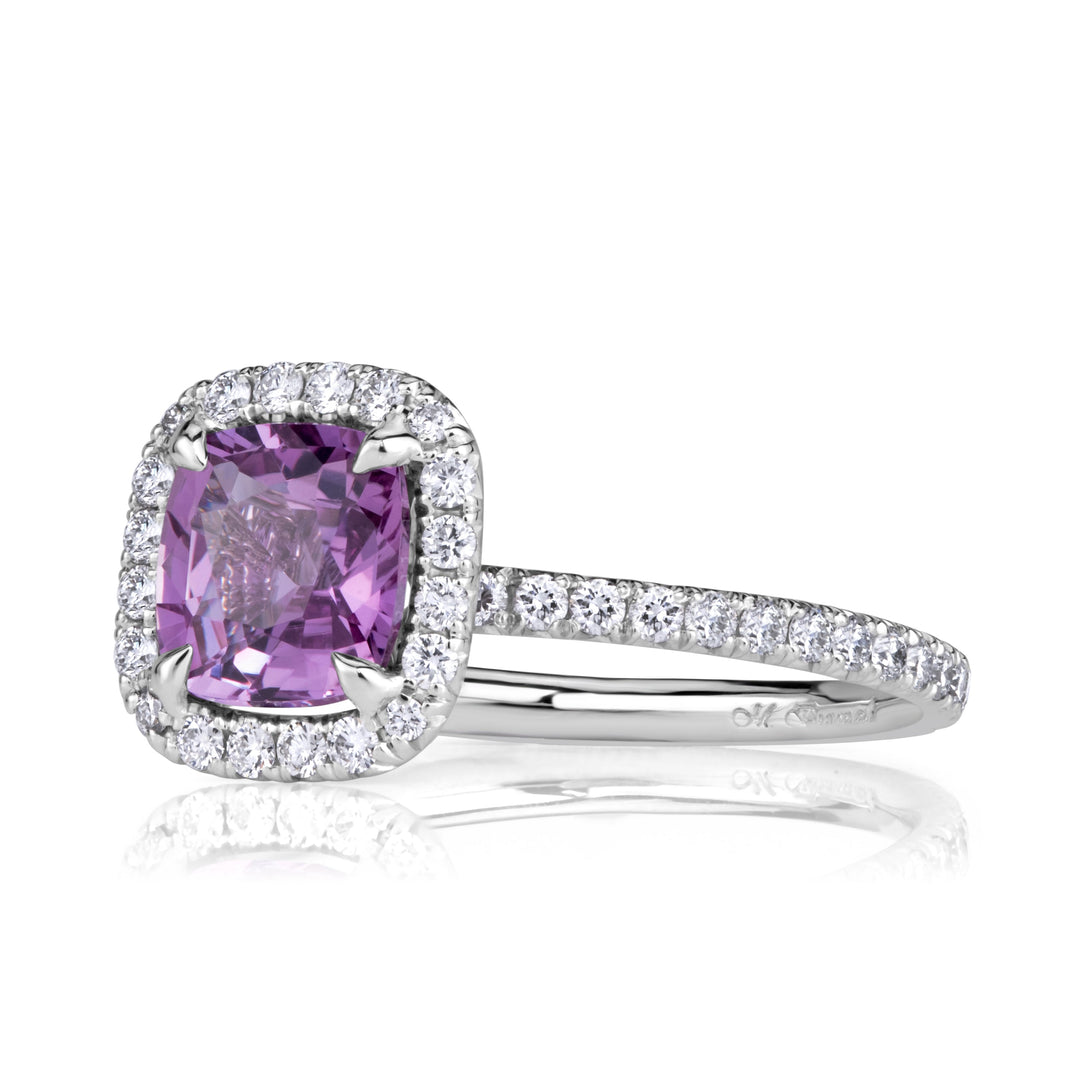 2.23ct Cushion Cut Pink Sapphire Engagement Ring