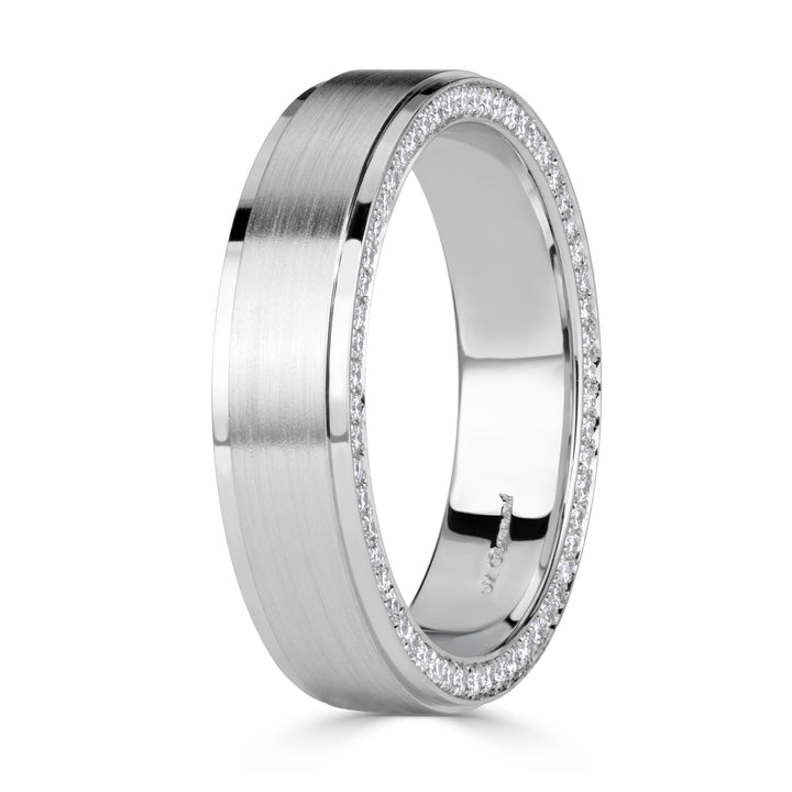 0.70ct Round Brilliant Cut Lab Diamond Men's Wedding Band in Platinum at 6mm