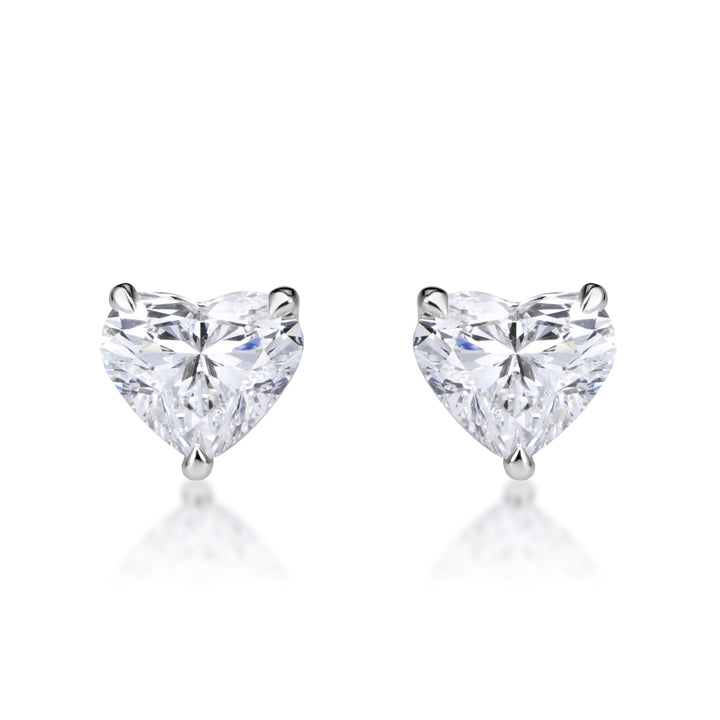 1.11ct Heart Shaped Lab Diamond Stud Earrings in 18K White Gold