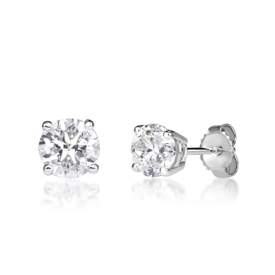 1.20ct Round Brilliant Cut Lab Diamond Stud Earrings in 14k White Gold