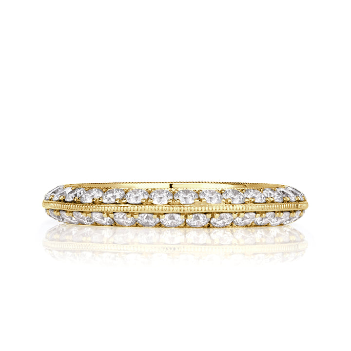 1.35ct Round Brilliant Cut Lab Diamond Knife Edge Eternity Band in 18k Yellow Gold