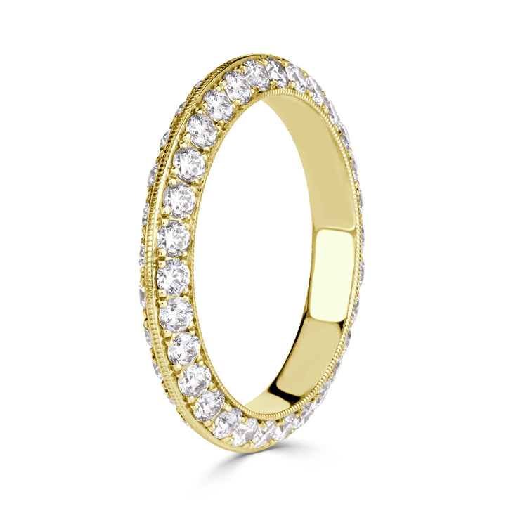 1.35ct Round Brilliant Cut Lab Diamond Knife Edge Eternity Band in 18k Yellow Gold