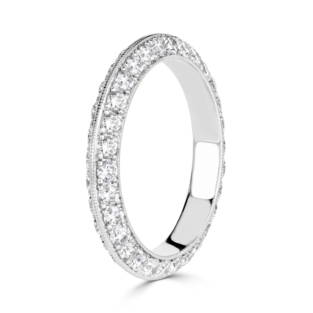 1.35ct Round Brilliant Cut Lab Diamond Knife Edge Eternity Band in 18k White Gold