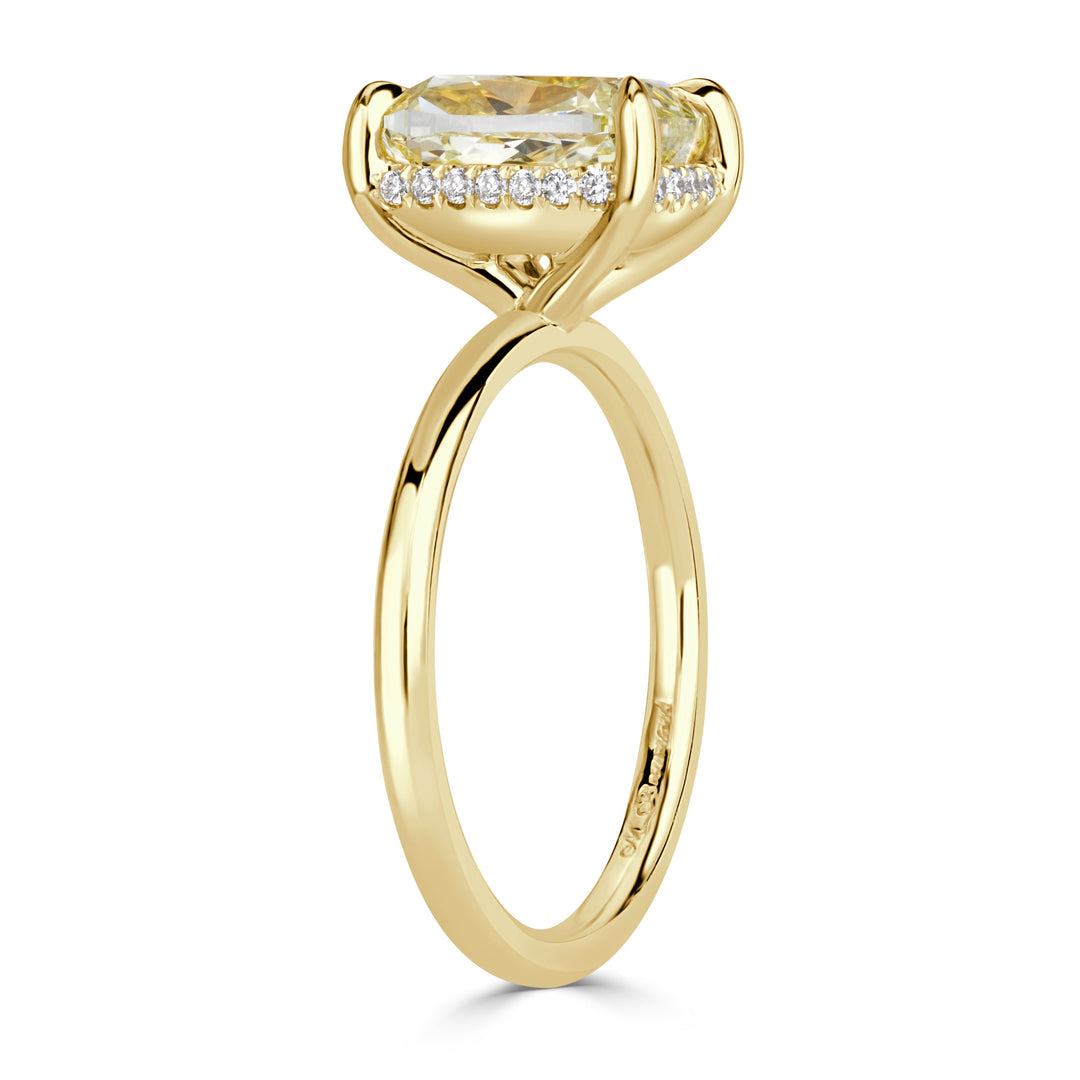 2.70ct Fancy Yellow Cushion Cut Lab Diamond Engagement Ring