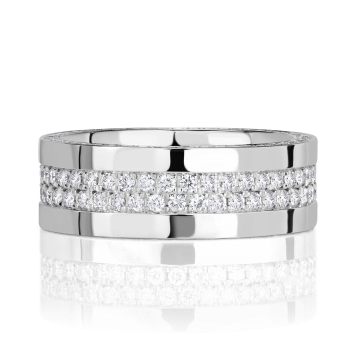 1.90ct Round Brilliant Cut Lab Diamond Mens Wedding Band in 18K White Gold