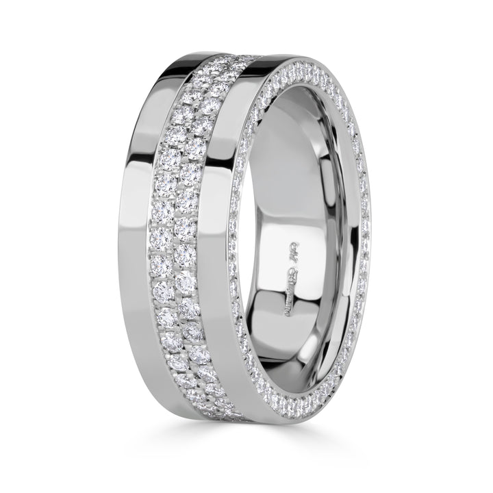 1.90ct Round Brilliant Cut Lab Diamond Mens Wedding Band in 18K White Gold