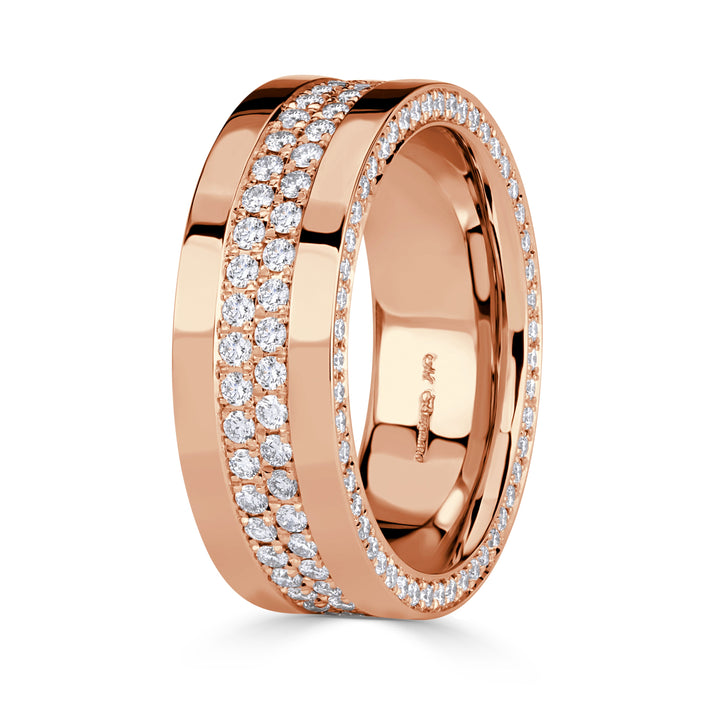 1.90ct Round Brilliant Cut Lab Diamond Mens Wedding Band in 18K Rose Gold