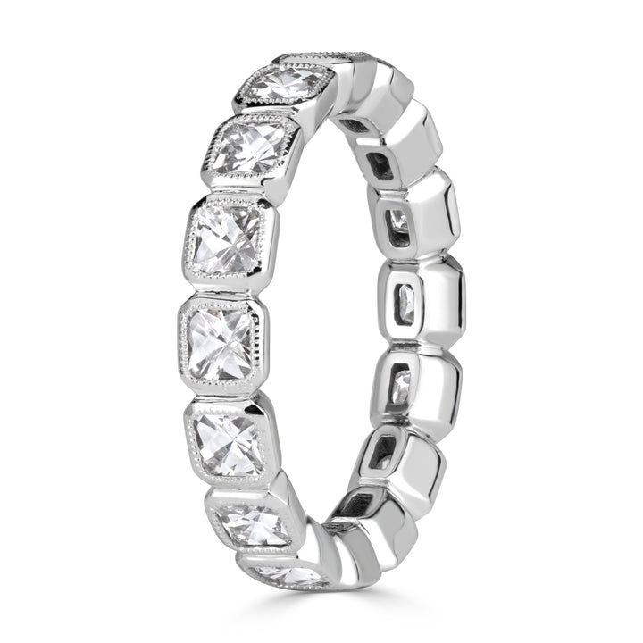 1.79ct Pixel Cut Lab Diamond Bezel Set Eternity Band in 18K White Gold