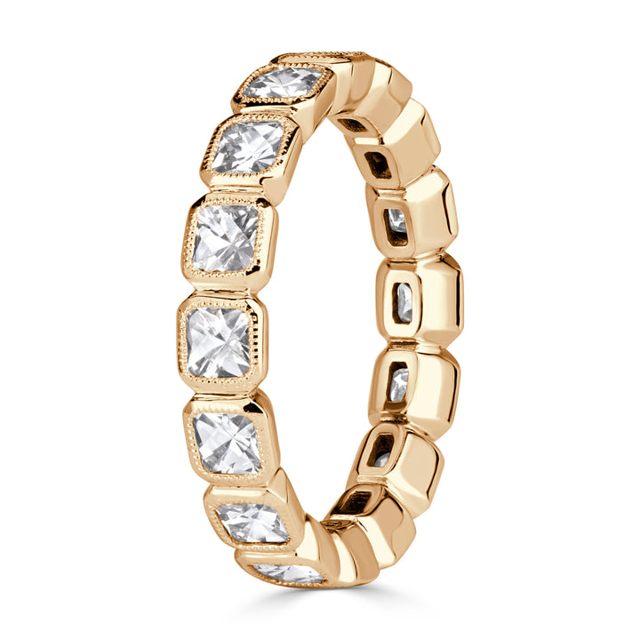 1.79ct Pixel Cut Lab Diamond Bezel Set Eternity Band in 18K Champagne Yellow Gold