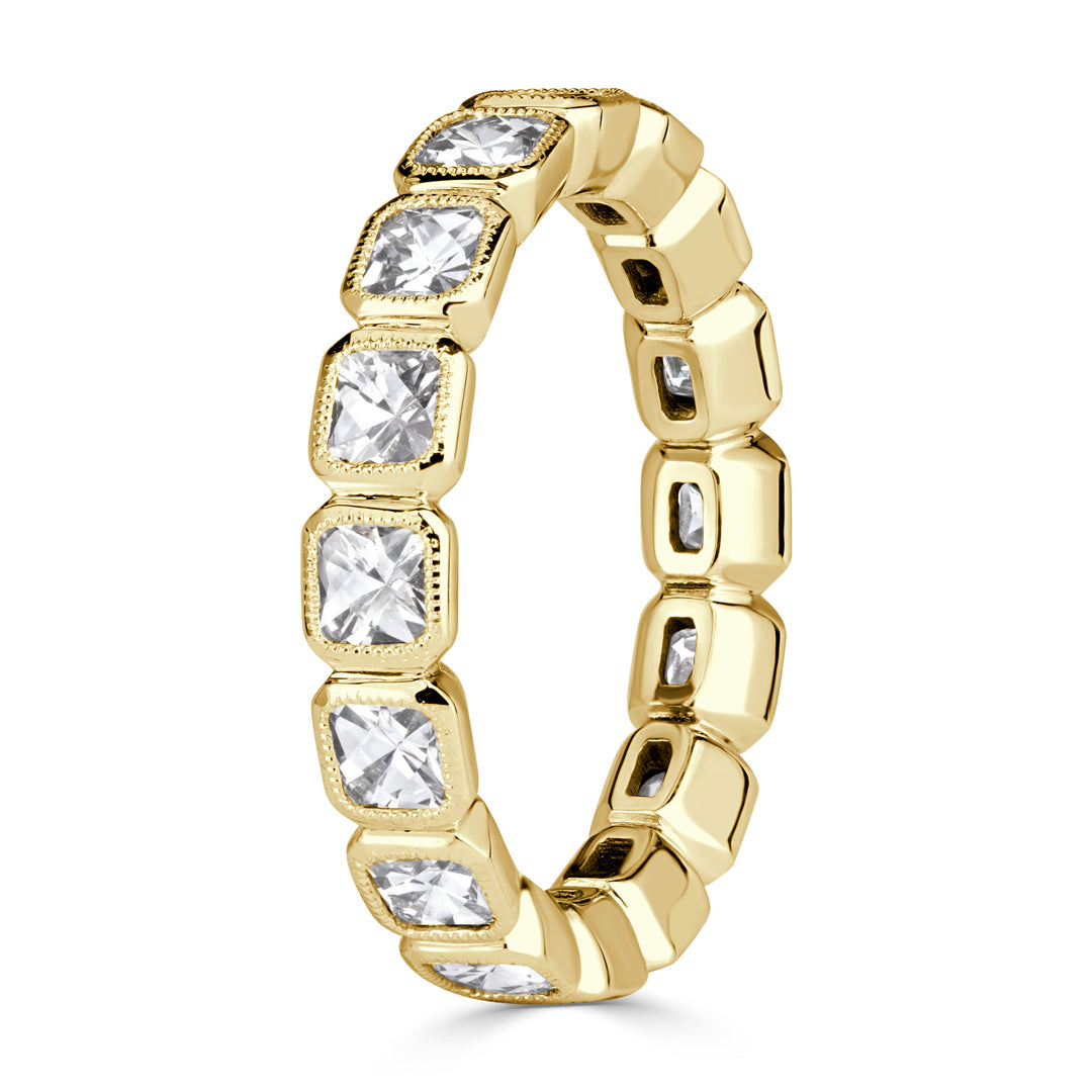 1.79ct Pixel Cut Lab Diamond Bezel Set Eternity Band in 18K Yellow Gold